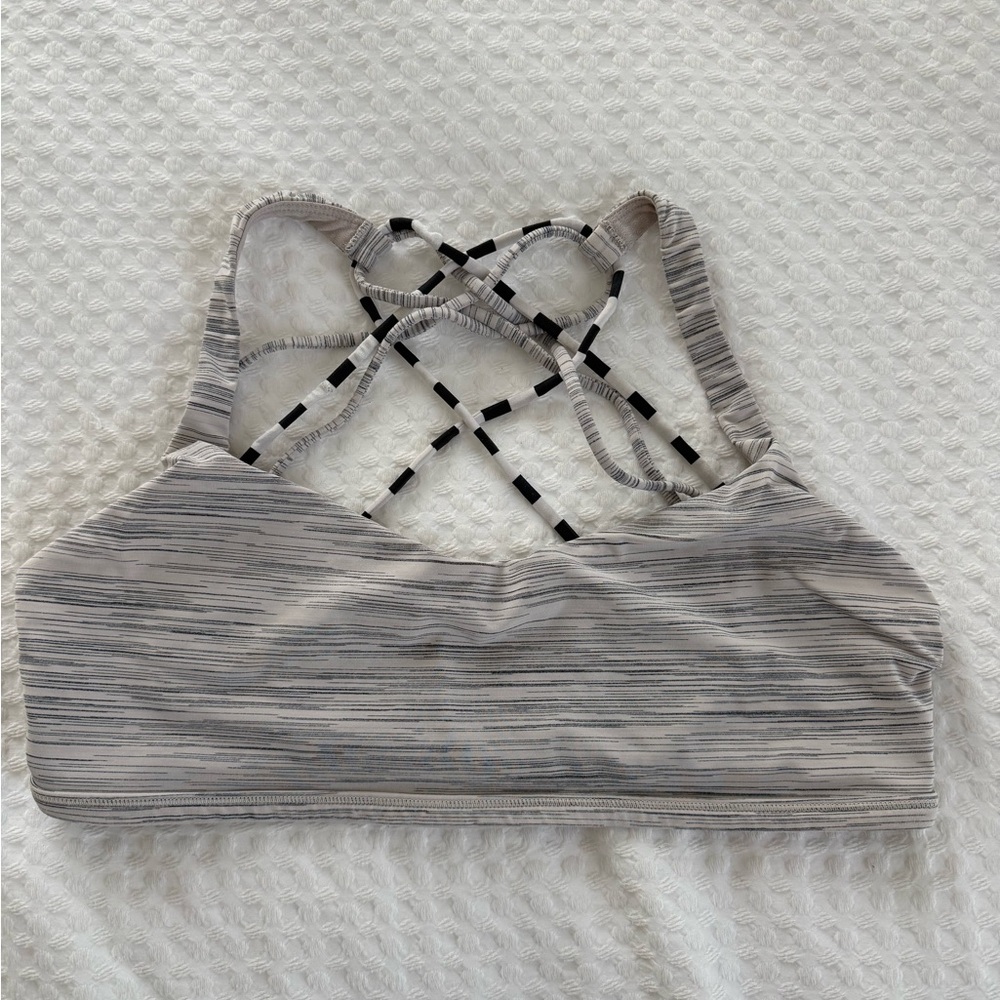 Lululemon Free To Be Wild Bra 2 Heathered White Black Gray Space Dye Rare HTF